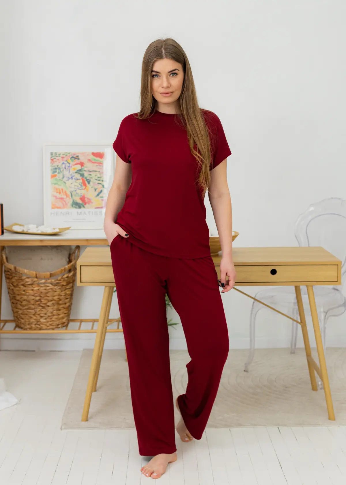 Домашній костюм жіночий з віскози «Lady in Red»
