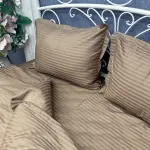 Постільна білизна зі страйп сатину, бежева