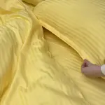 Постільна білизна зі страйп сатину, жовта
