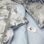 Жаккардова постільна білизна “Дика троянда”, сіро-блакитна