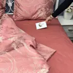 Жаккардова постільна білизна “Квіткова насолода”, бордово-рожева