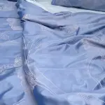 Жаккардова постільна білизна "Ранковий релакс", сріблясто-синя