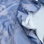 Жаккардова постільна білизна "Ранковий релакс", сріблясто-синя