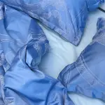 Жаккардова постільна білизна "Ранковий релакс", сріблясто-синя